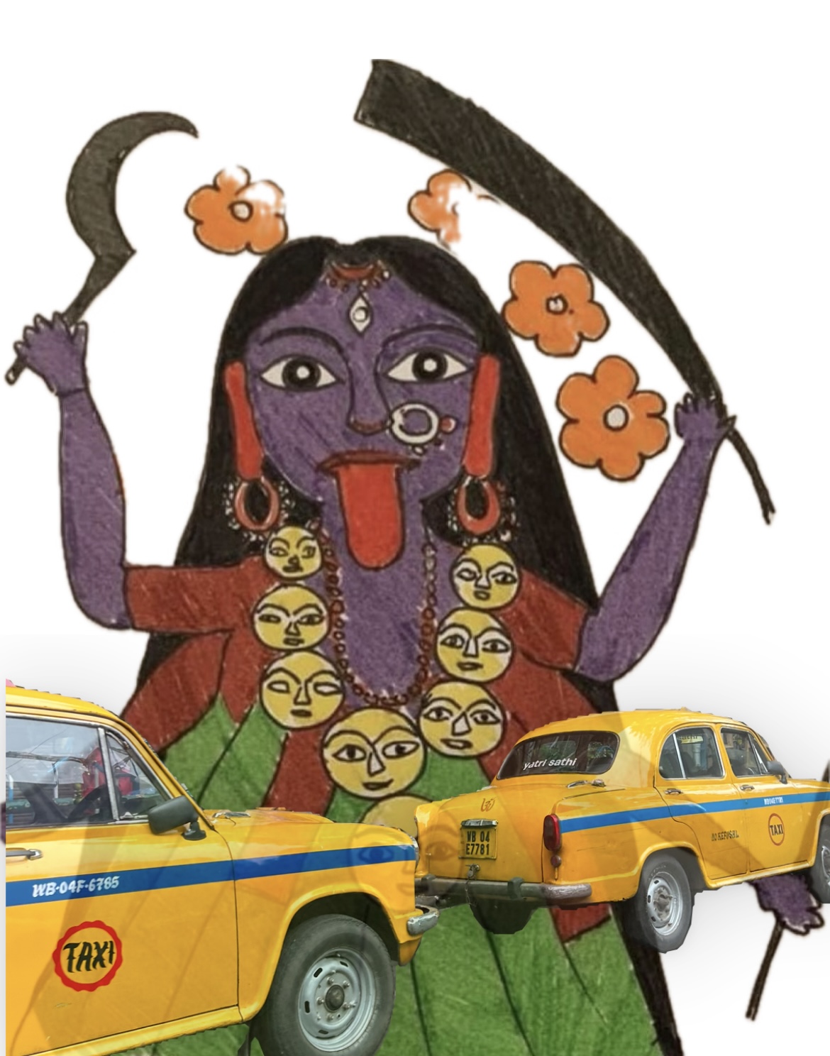 The Yellow Ambassador Taxi and Mahakali